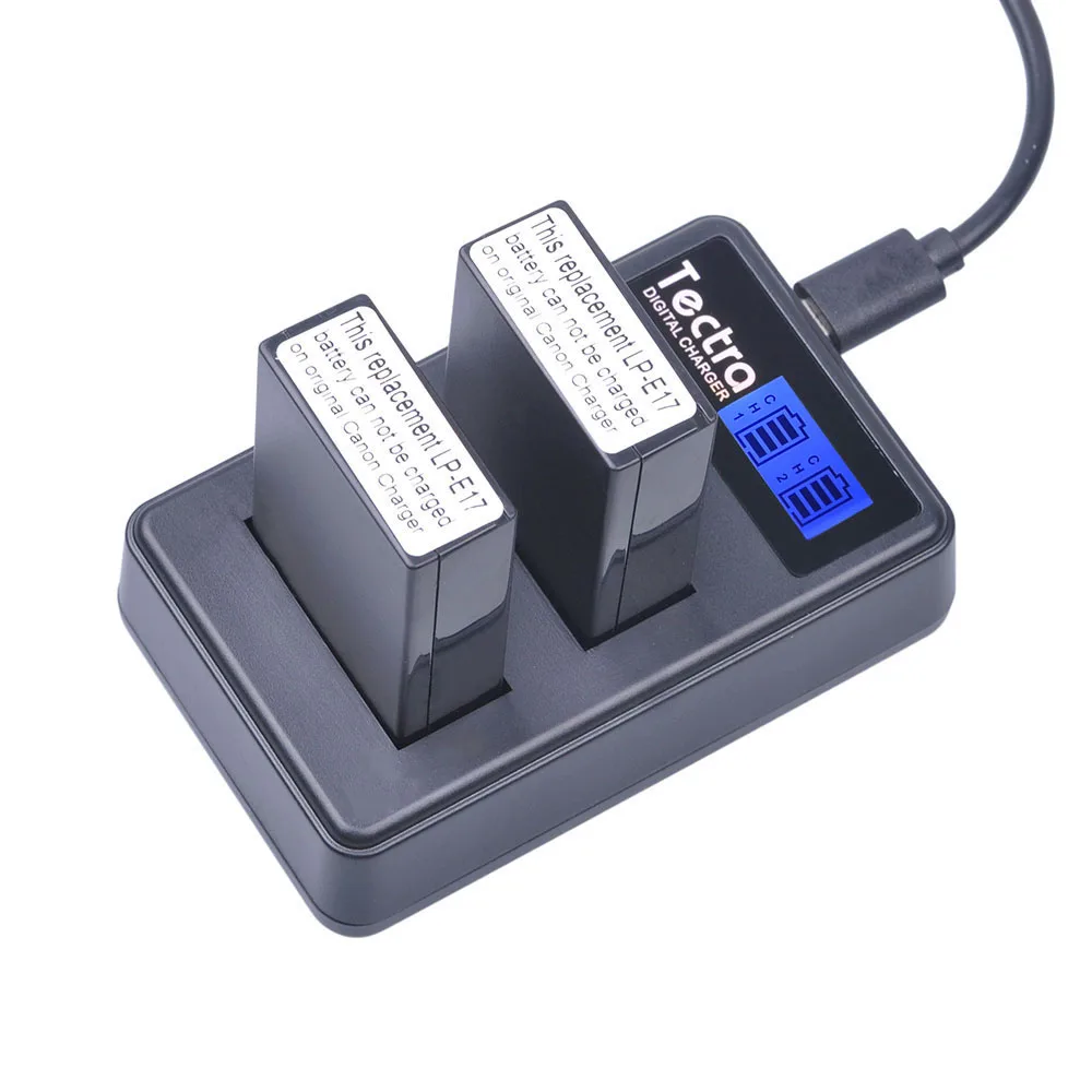 Tectra 3Pcs LP E17 LPE17 аккумулятор + ЖК USB двойное зарядное устройство для Canon EOS 200D 750D 760D 800D