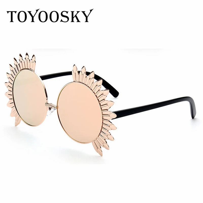Toyoosky 2017 Ретро Круглый Защита от солнца очки женские и мужские брендовые