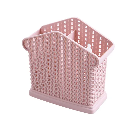Pink double grid Бытовая Ложка Столовые приборы слив палочки для еды трубка ротанга перегородка нож и вилка палочки для еды коробка для хранения ZP2271628 - Цвет: Pink double grid