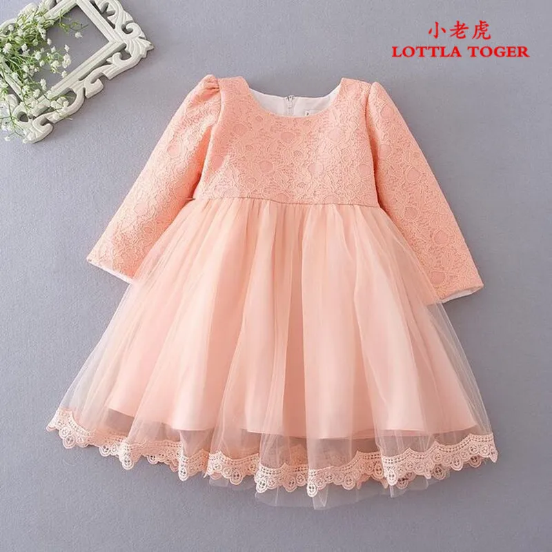 Розовое платье с длинным рукавом для новорожденных девочек пачка принцессы 1 год