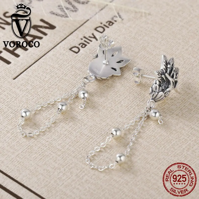 Серьги подвески VOROCO VSE020 женские из серебра 925 пробы изысканные длинные висячие