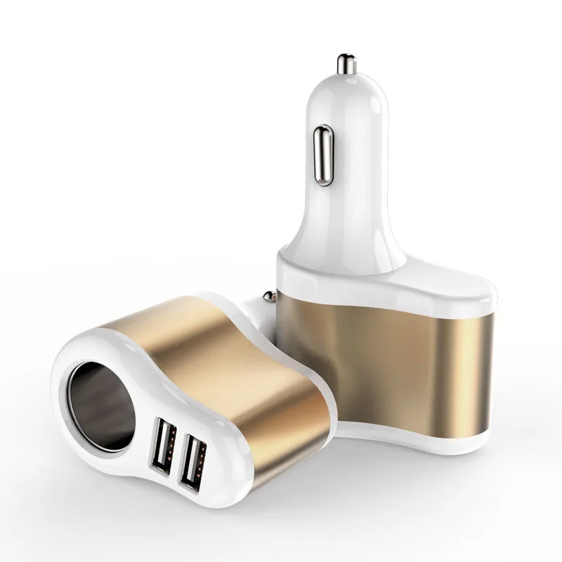 Автомобильное зарядное устройство 3 в 1 с двумя портами USB прикуриватель для