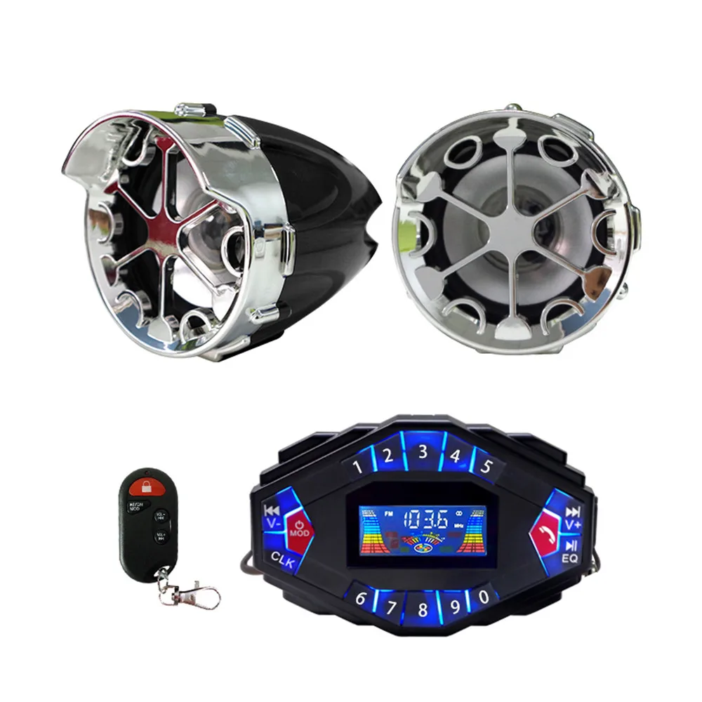 Черный 2.1A Multifunctional Motorcycle Blue Tooth Music Audio Speaker With LCD Screen Player Clock Moto Speaker LCD Screen Charger - Цвет: Черный
