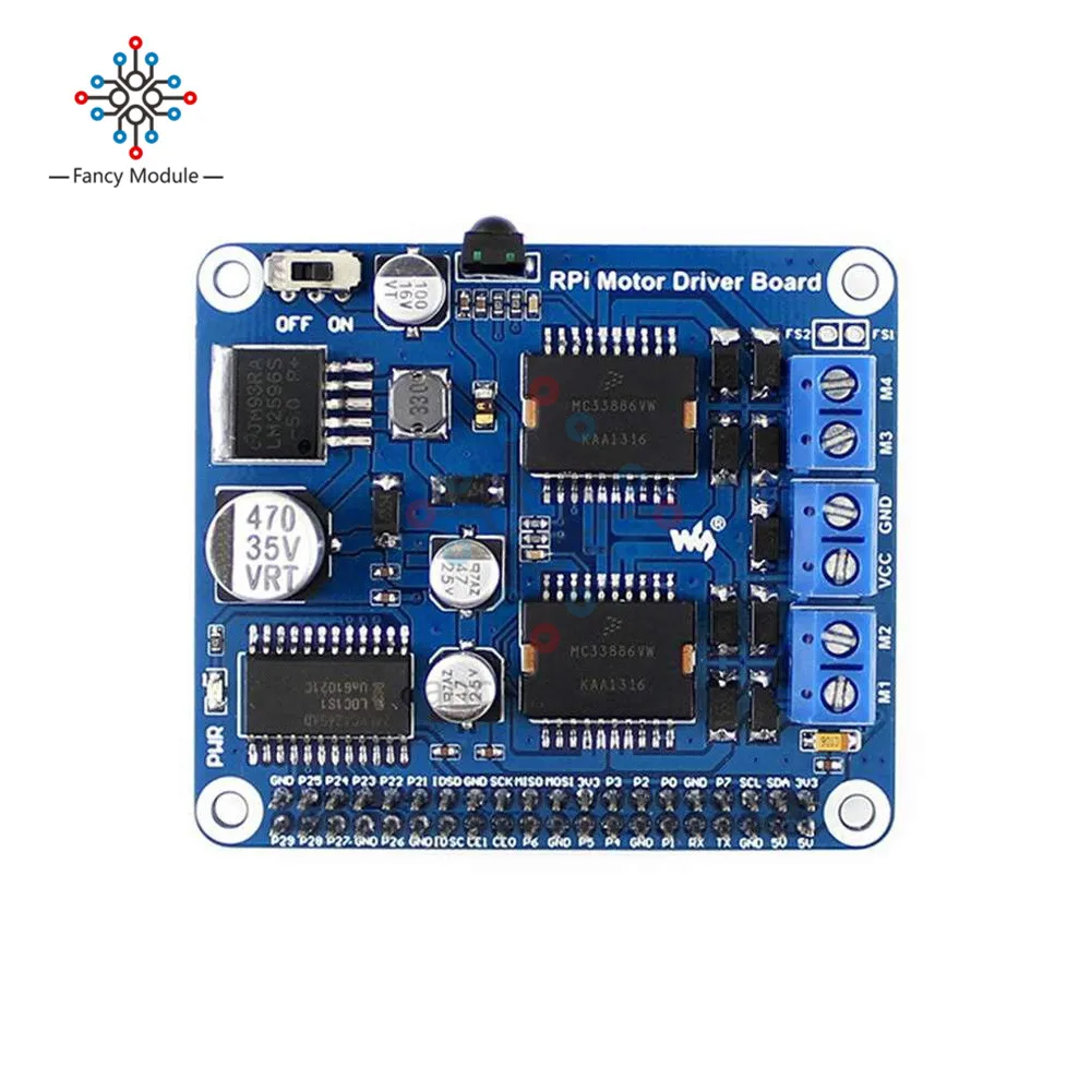 Драйвер шагового двигателя для Raspberry Pi RPi плата драйвера двигателя MC33886 Плата расширения модуль драйвера двигателя постоянного тока