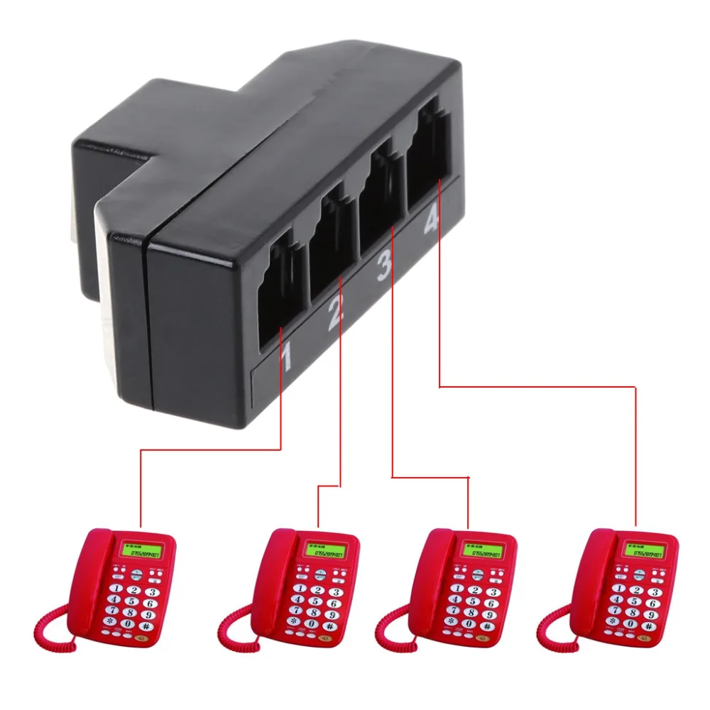 RJ11 6P4C Женский до 4 Ethernet RJ45 8P8C Мужской F/M адаптер конвертер кабель телефонные аксессуары hyq