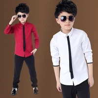 hot sale children boys red shirts spring 2019 classic solid white tops cotton long sleeve shirt for 4 15yrs autumn kids clothes