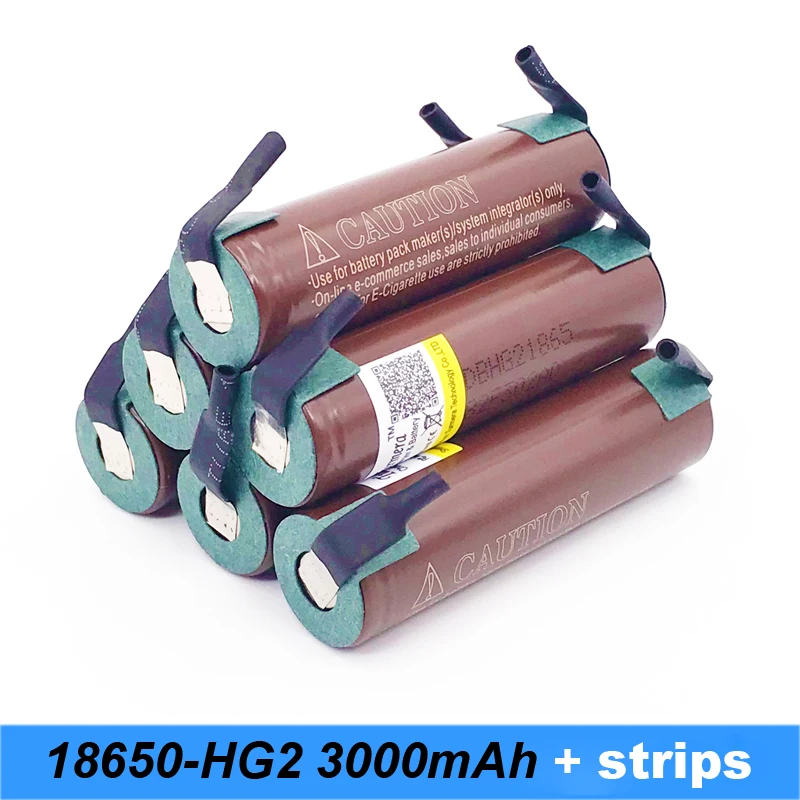 Аккумулятор 18650 hg2 3000 мАч 20 Ампер с полосками припаянные батареи для отверток фонарик 18650 аккумуляторная батарея Turmera
