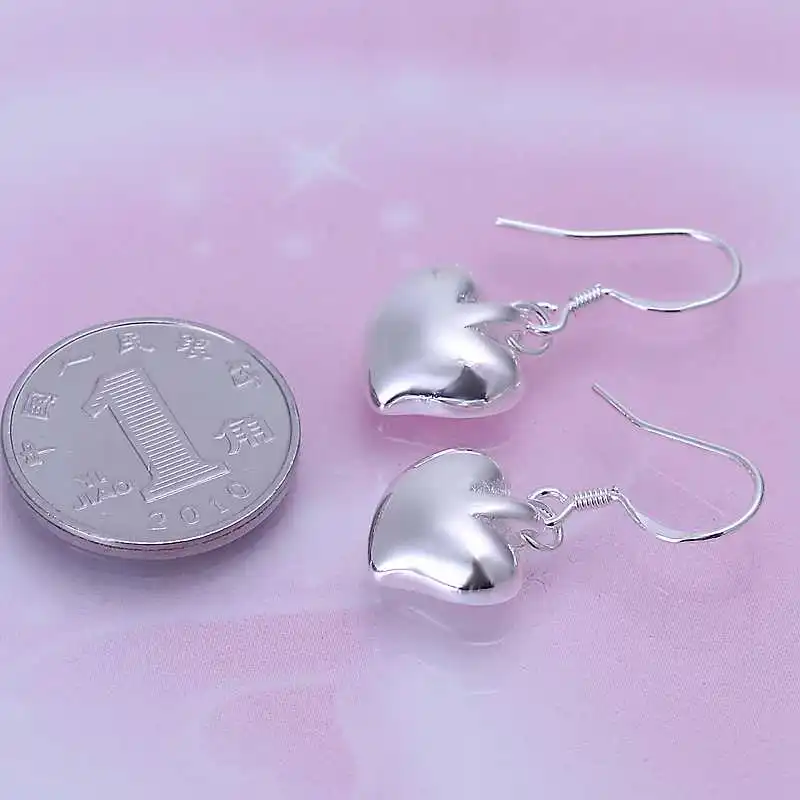 Free shipping 925 sterling silver jewelry earring fine cute peach heart pendant wholesale and retail SMTE111 | Украшения и