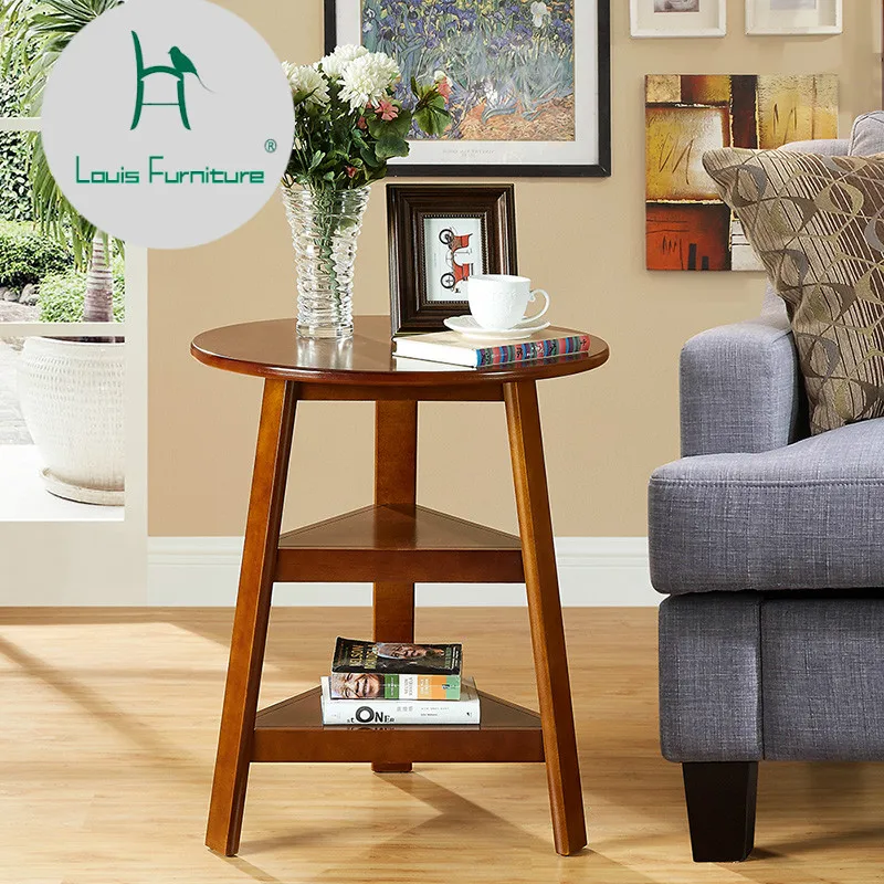 

Louis Fashion Sofas Tables American Solid Wood Small Round Side Simple Round Small Tea Several Coffee Table