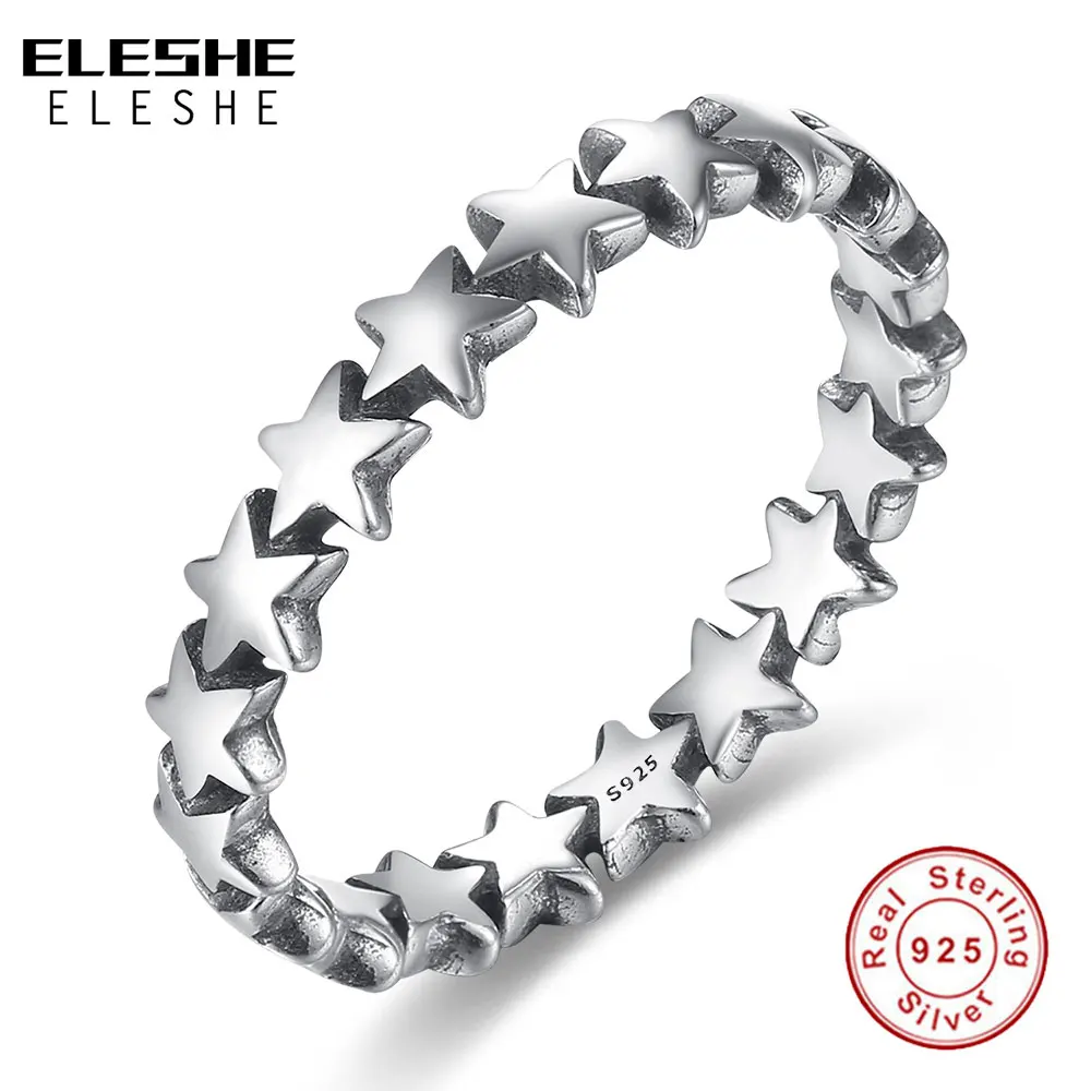 Женское кольцо из серебра 100% пробы со звездами | Украшения и аксессуары
