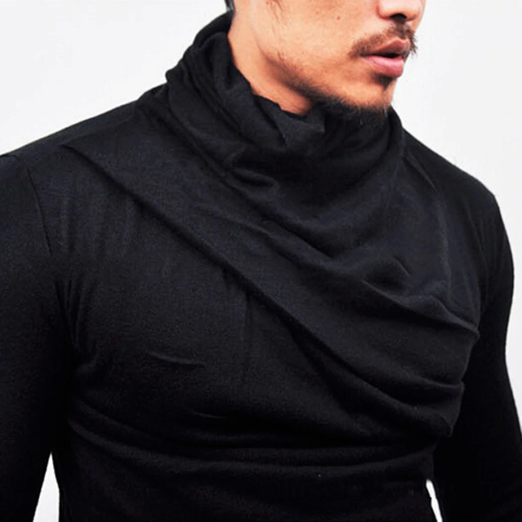2018 модный мужской с длинными рукавами высоким плотно облегающим шею воротником