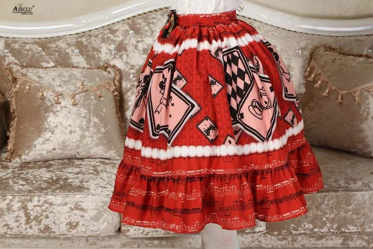 Милое красное платье принцессы в японском стиле женские кружевные юбки