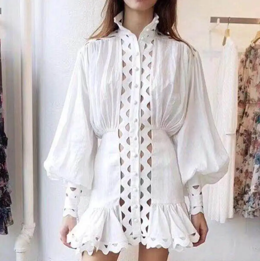 Весна 2020 новая модная водолазка винтажное женское платье с вырезом и рукавами