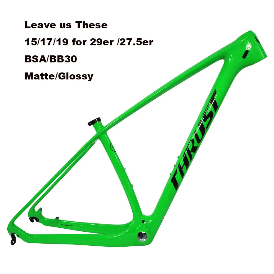 Упорная велосипедная карбоновая рама для велосипеда mtb 29er 27,5 er BSA BB30 карбоновая велосипедная рама 2 года гарантии - Цвет: thrust green