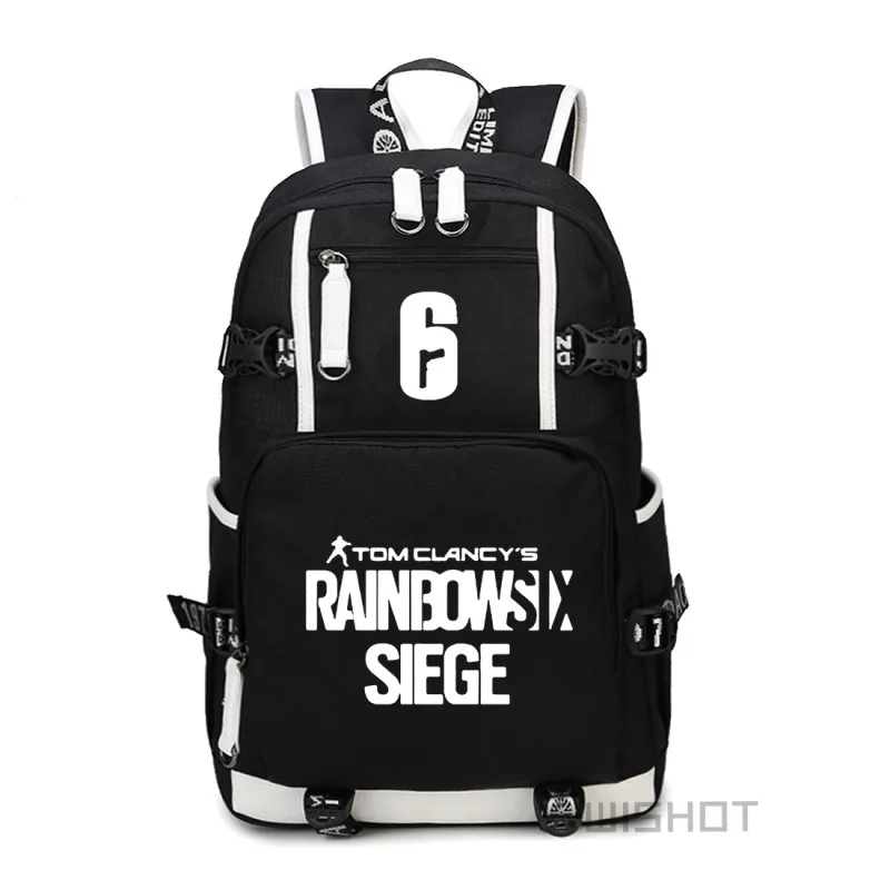 WISHOT GAME Tom Clancy's Rainbow Six Siege рюкзак для подростков, мужчин wo, для студентов, многофункциональный, зарядка через USB, светящийся - Цвет: Black1