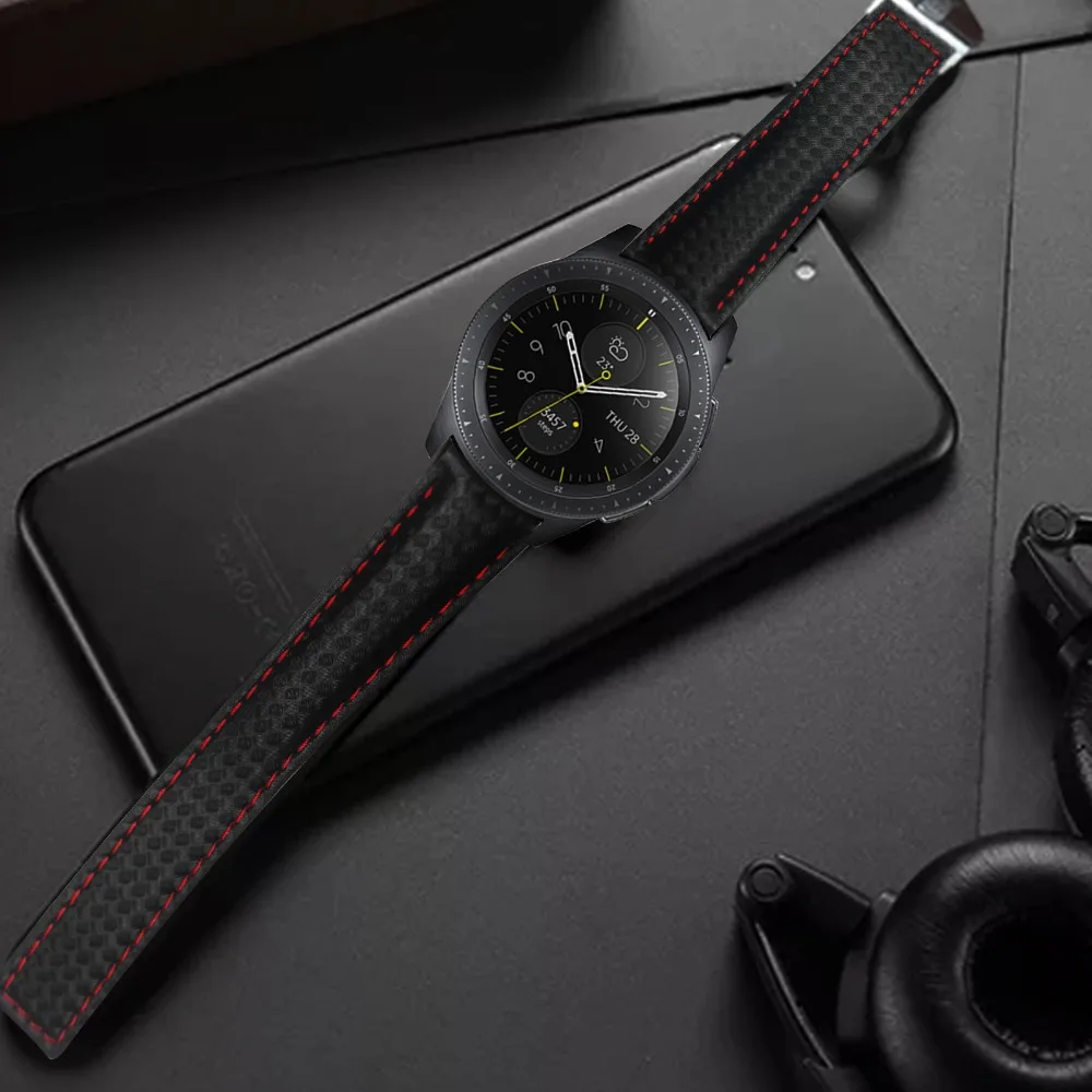AKGLEADER новейший подлинный кожаный ремешок из углеродного волокна для samsung Galaxy Watch S4 42 мм 44 мм Ремешки для наручных часов для samsung gear