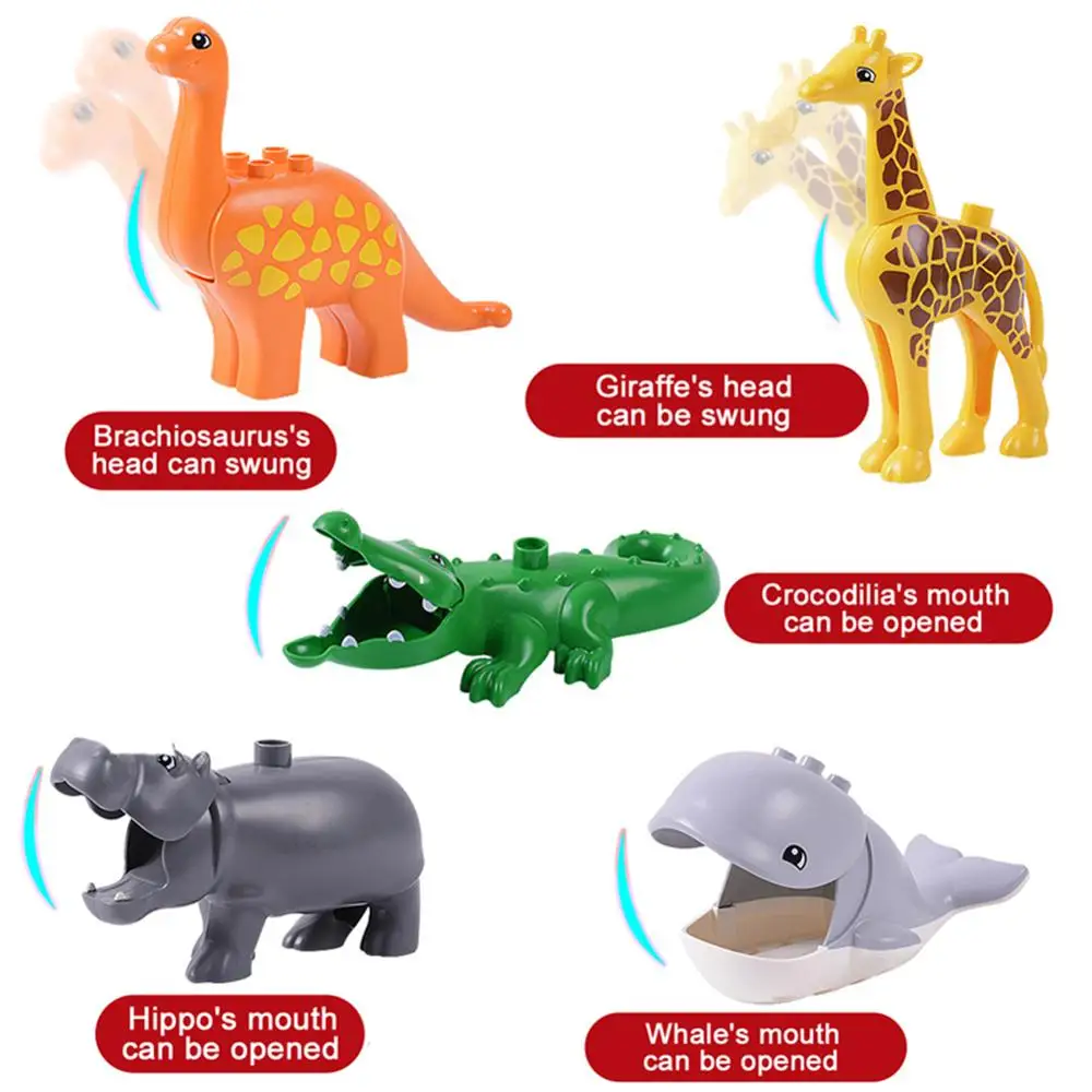 Серия животных модель фигурки большие строительные блоки животные Развивающие