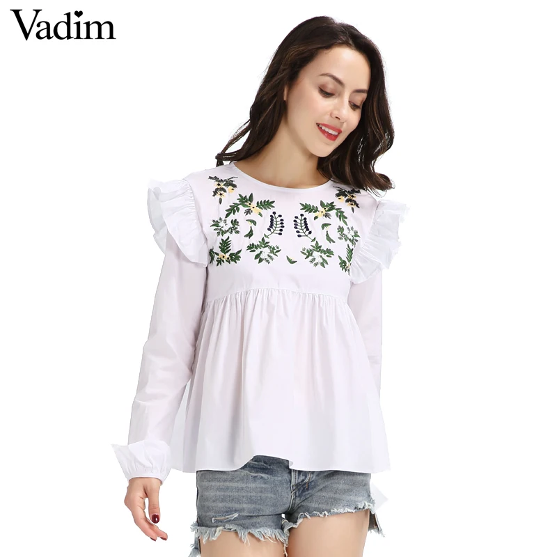 Женская блузка белая с длинным рукавом и кнопками сзади LT1595|blusas fashion|white blousewhite blouse