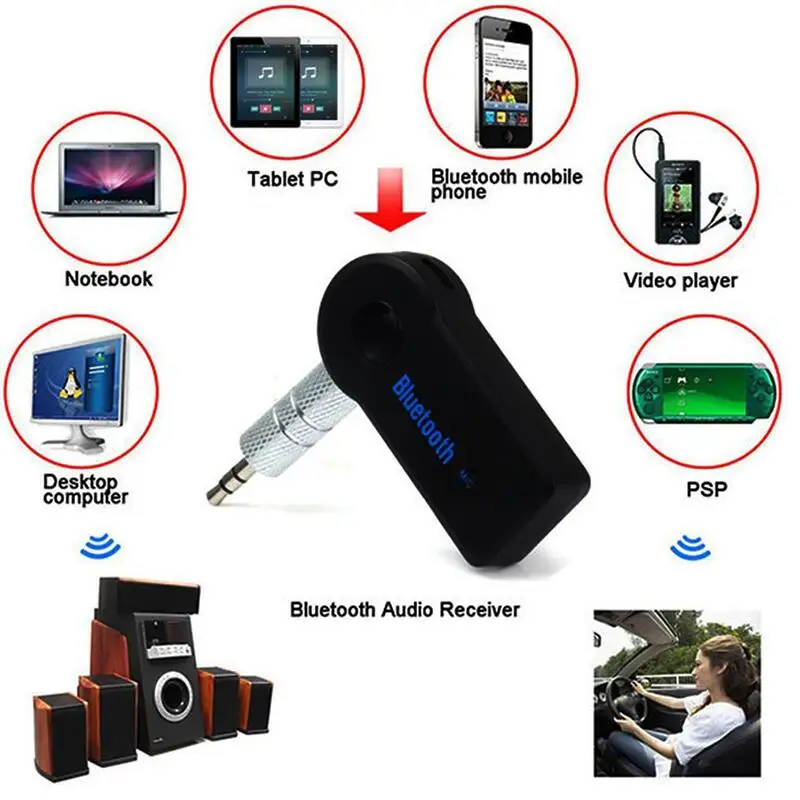 Мини 3,5 мм разъем AUX аудио MP3 стерео музыка Bluetooth приемник адаптер для iPhone наушники автомобильный комплект Беспроводной Громкая Связь Динамик