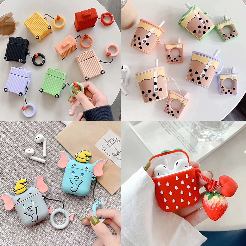 Мультяшный чехол для наушников s для Apple Airpods милый чехол для AirPods Air Pods 2 забавные аксессуары защитный чехол с кольцом на палец