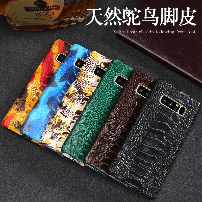 Genuine Leather phone case For Samsung Galaxy Note 8 Natural Ostrich Foot Skin S8 S9 Plus A7 A8 A9 C7 C8 C9 Pro cover |