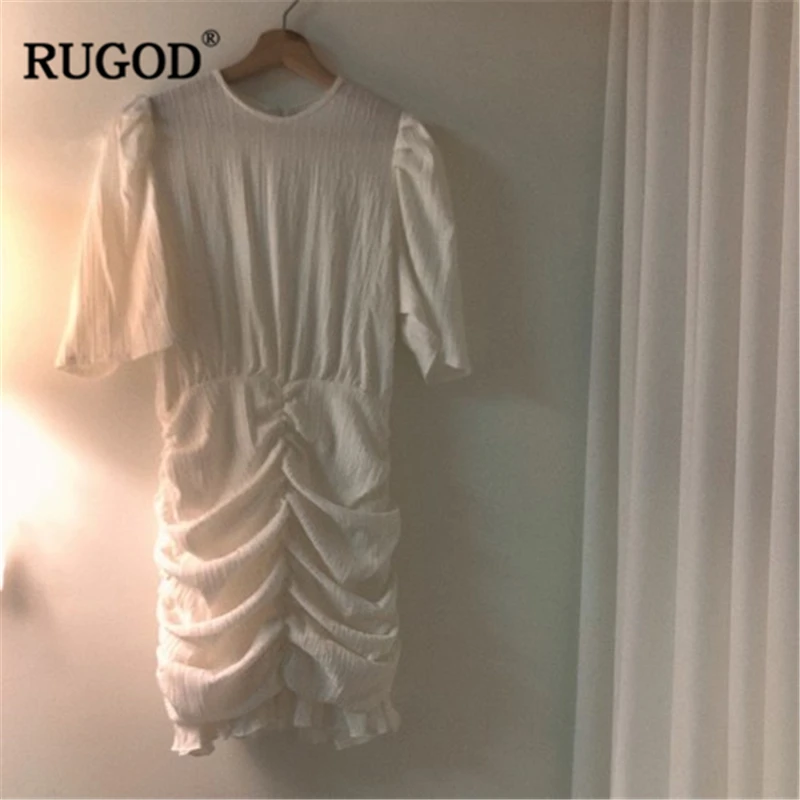 Новое поступление 2019 женское однотонное платье RUGOD с О образным вырезом и