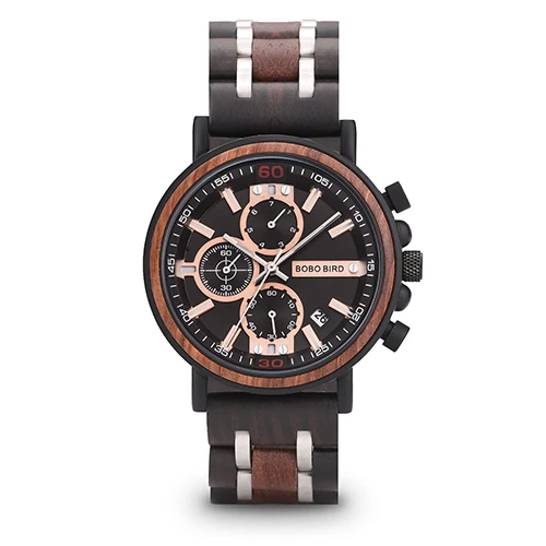Розовый BOBO BIRD relogio masculino часы мужские reloj hombre деревянные наручные часы с хронографом военные часы в подарочной коробке настройки JS18 - Цвет: Розовый