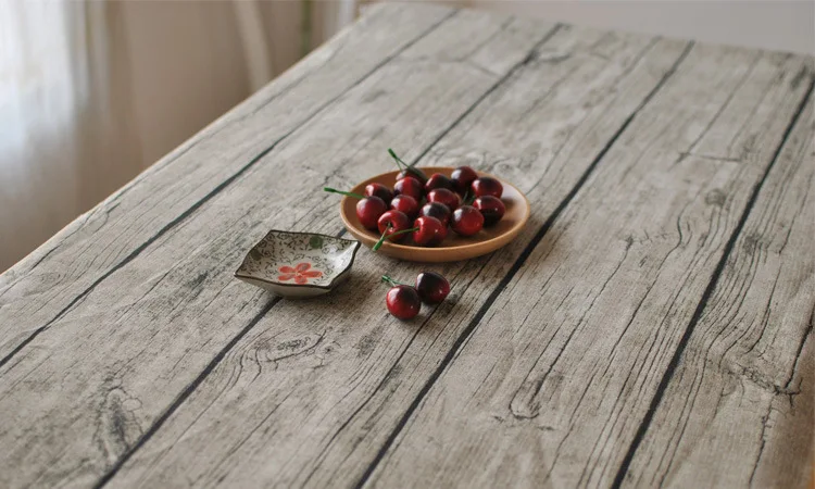 Винтажная скатерть из хлопчатобумажной ткани с имитацией деревянного зерна