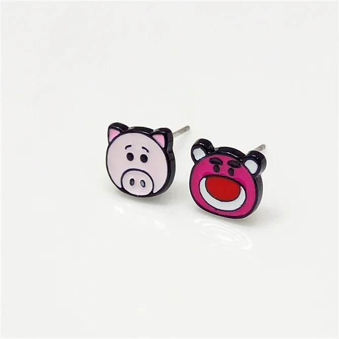 see chart IVYYE Piglet eeyore Мода Аниме Сережка с героями мультфильмов милые серьги-гвоздики с животными для женщин девочек Дети Ювелирные изделия Рождество подарок - Окраска металла: see chart