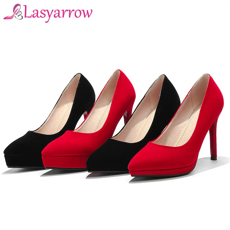 

Lasyarrow Women Pumps High Heels Sexy Pointed Toe Slip-on Wedding Party Shoes For Lady Shallow Stiletto Shoes Sapato Feminino