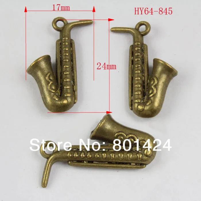Бесплатная доставка 25 шт 64-845 античный бронзовый музыкальный инструмент саксофон