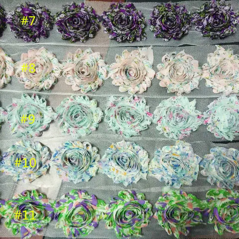 15 ярдов/партия шебби розовый цветочный Шифоновый Цветок 2 5 дюйма для повязки на