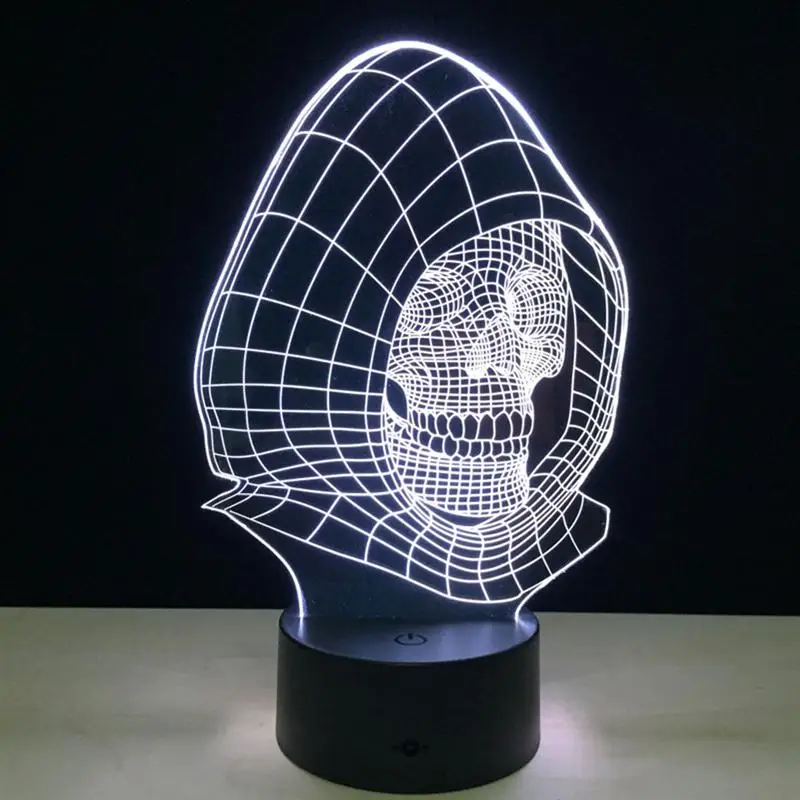 Novelty 3D Skull Light Lamp LED Decoration Lights With USB Power Children'S Nightlight Visual Led Night | Лампы и освещение