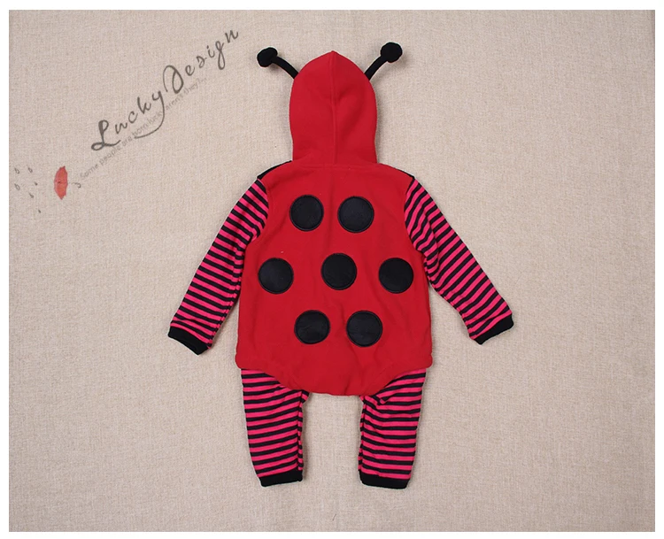 Флисовые детские комбинезоны в горошек с изображением божьей коровки Теплые