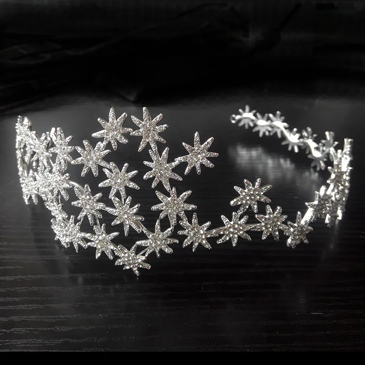 Свадебная тиара SLBRIDAL в стиле арт-деко блестящая со звездами головные уборы