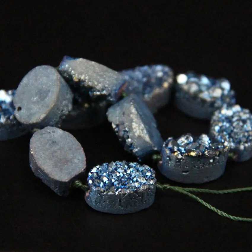 Прибл. 11 шт./нитка натуральная кварцевая жеодовая друзовая овальная плита бусины