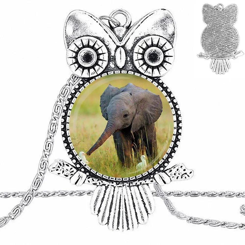 EJ глазурь для девочек оптом Детский слон бронзовый цвет стеклянный кабошон с