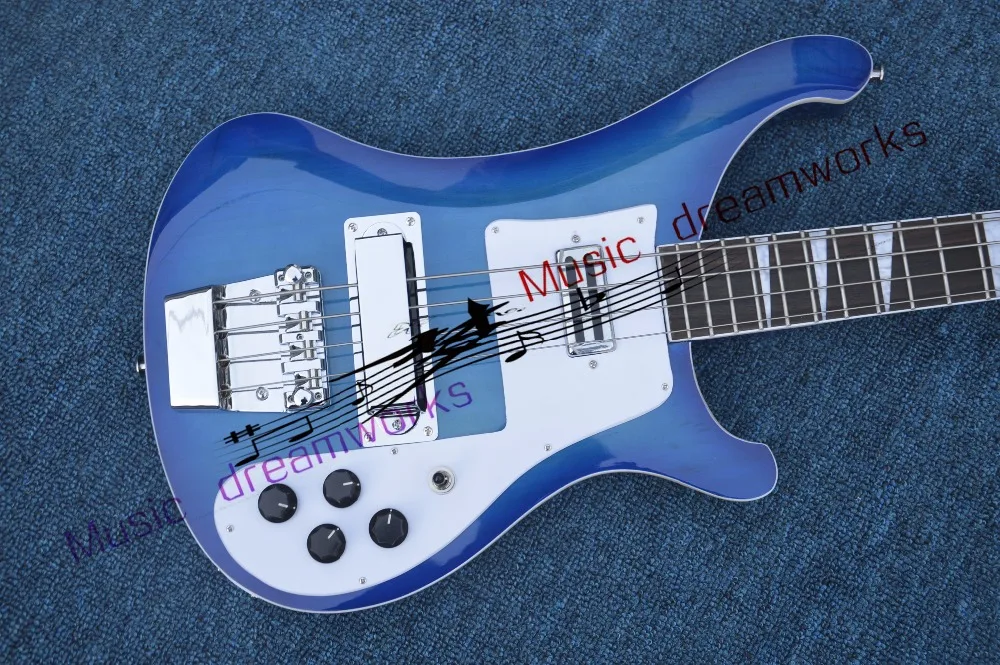 Китай firehawk OEM магазин электрическая бас гитара Рик 4 струны синяя гитара|blue bass