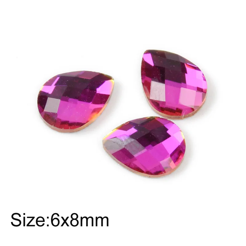 Water drop 6x8mm Горячая Распродажа, модные стразы для дизайна ногтей, фиолетовые стразы с плоским основанием для 3D украшения ногтей - Цвет: Water drop 6x8mm