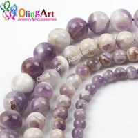olingart 4 6 8 10 12mm round purple crystal beads natural stone beads spacer loose bead for diy bracelet jewelry making findings