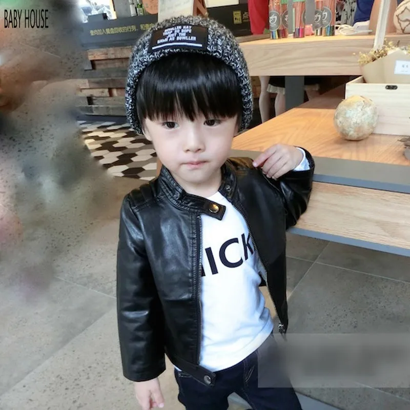 Новая осенне-зимняя детская кожаная куртка модные унисекс дети Пальто для