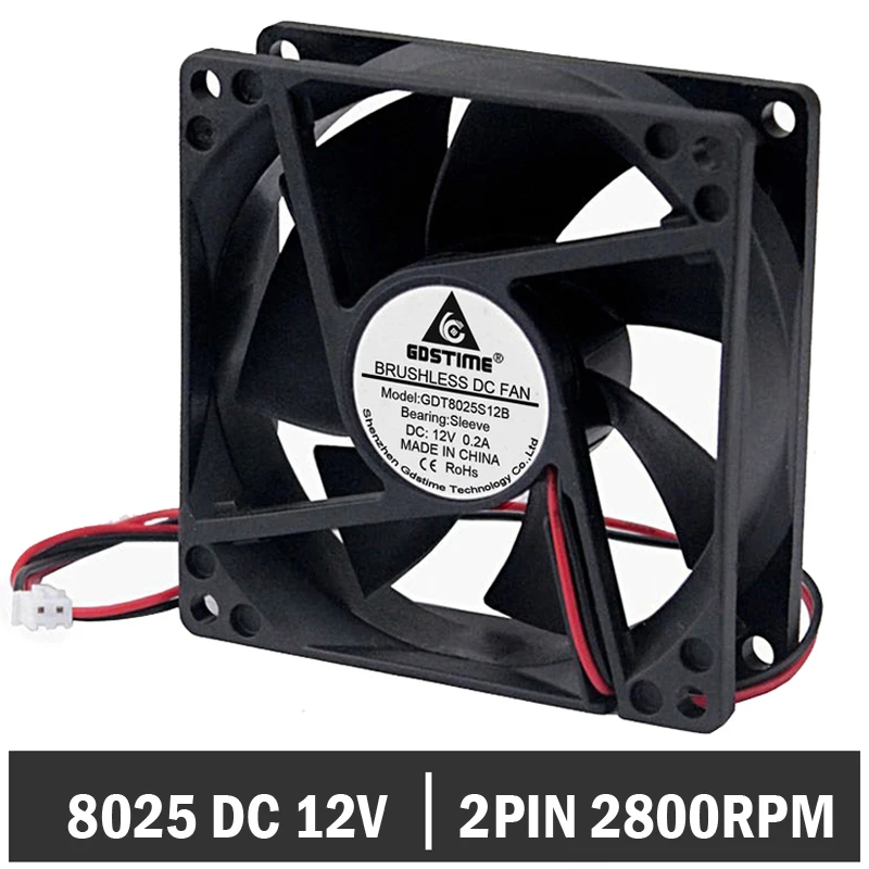 10 шт. Gdstime кулер 8025 DC 12V Мотор Вентилятора 2Pin 80 мм x 25 | Компьютеры и офис