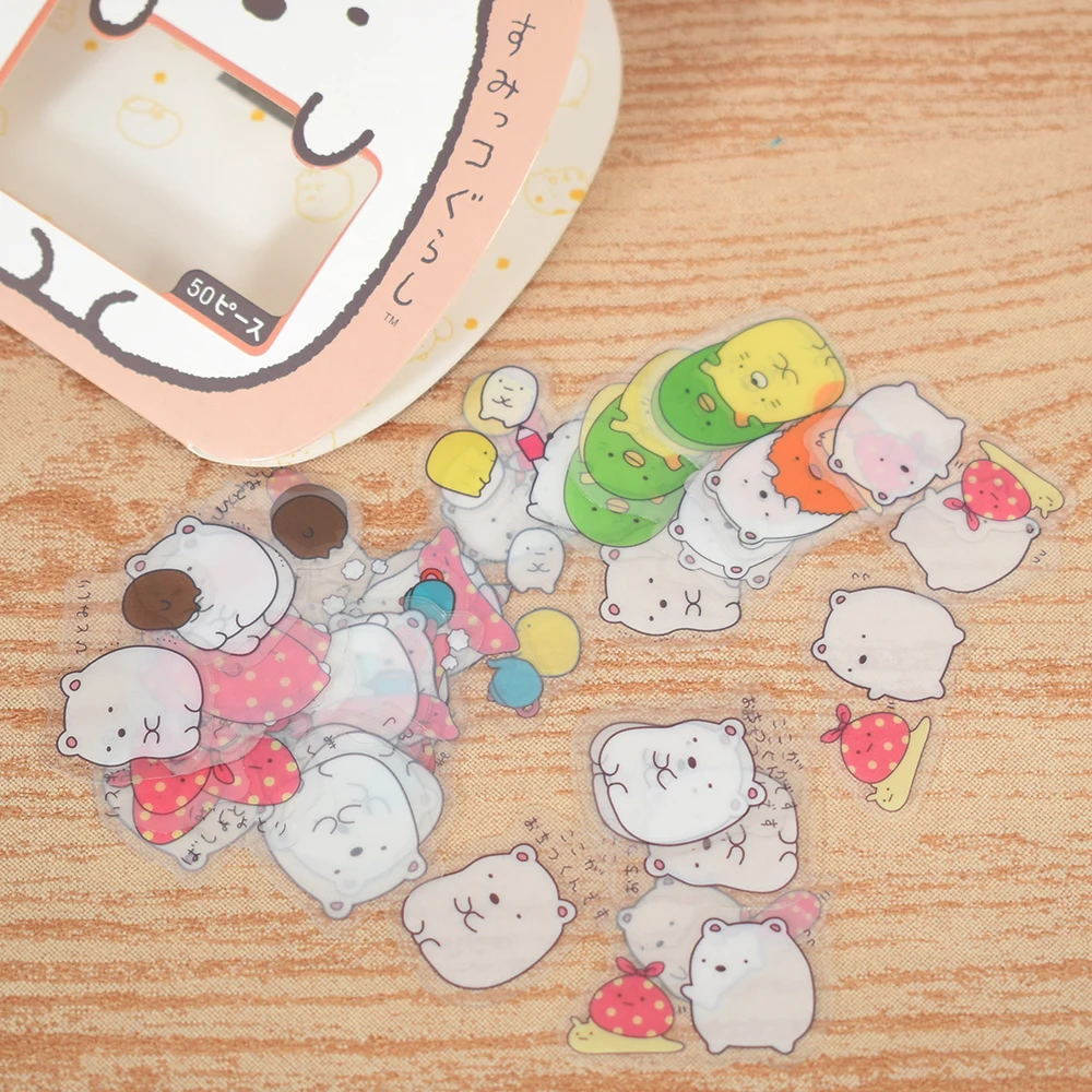 

50pcs/Pack Scrapbooking Sticker Flakes Bag Sack DIY Animals Decorative Japanese Diary Pattern Cartoon Sticker