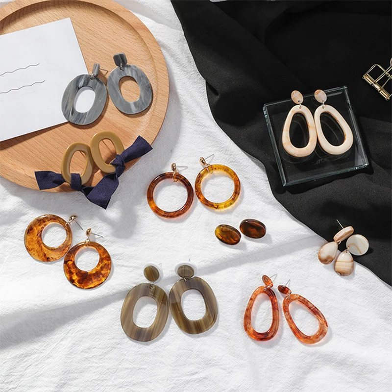 Женские винтажные серьги-подвески круглые серьги из 2019 акрила вечерние пара |