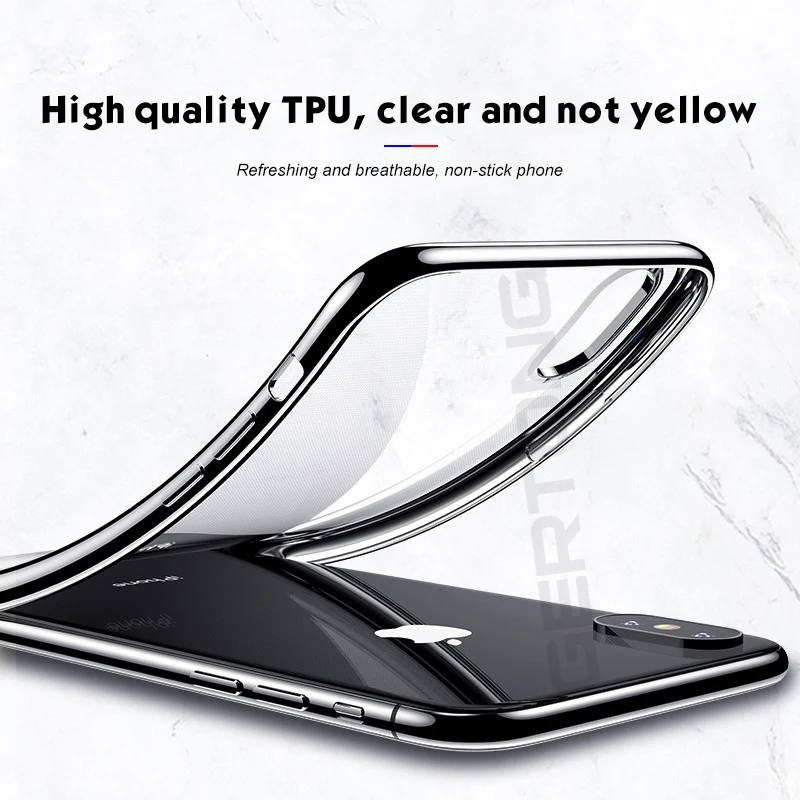Мягкий чехол из ТПУ с покрытием для телефона iPhone X XR XS Max 7 8 6S 6 Plus SE 5S 5 прозрачный