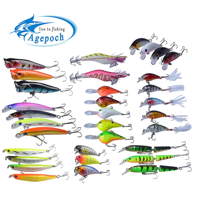 Agepoch Рыбалка муха снасти кормушка Карп Peche Crankbait Поппер рыболовный крючок все