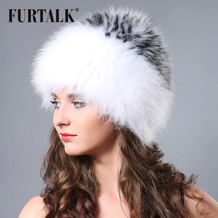 Меховая шапка FURTALK женская вязаная ручной работы из натурального меха лисы на