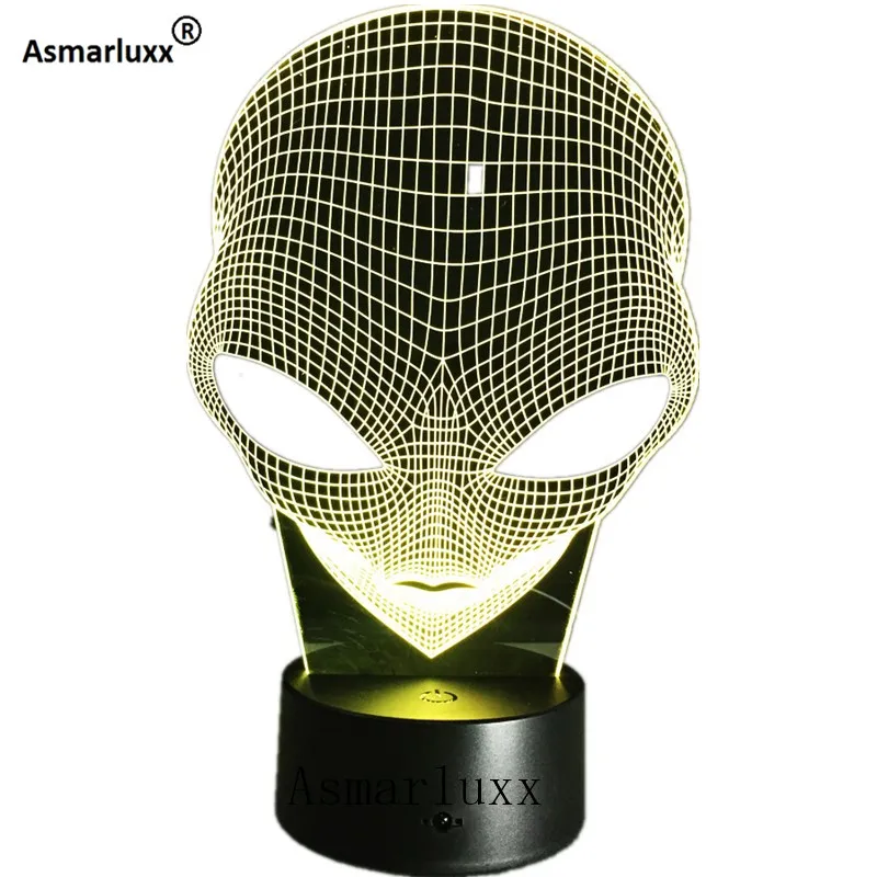 Инопланетная голова 3D Голограмма Иллюзия уникальная лампа акриловый Ночной светильник с сенсорным выключателем люминария лава лампа 7 цветов Изменение деко подарок