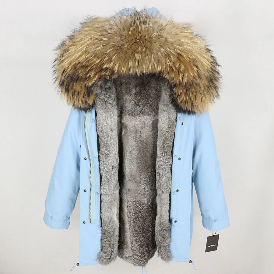 16 OFTBUY, пальто с натуральным мехом, длинная парка, зимняя куртка для женщин, воротник из натурального меха енота, капюшон, подкладка из меха серебристого кролика, уличная одежда, бренд - Цвет: 16