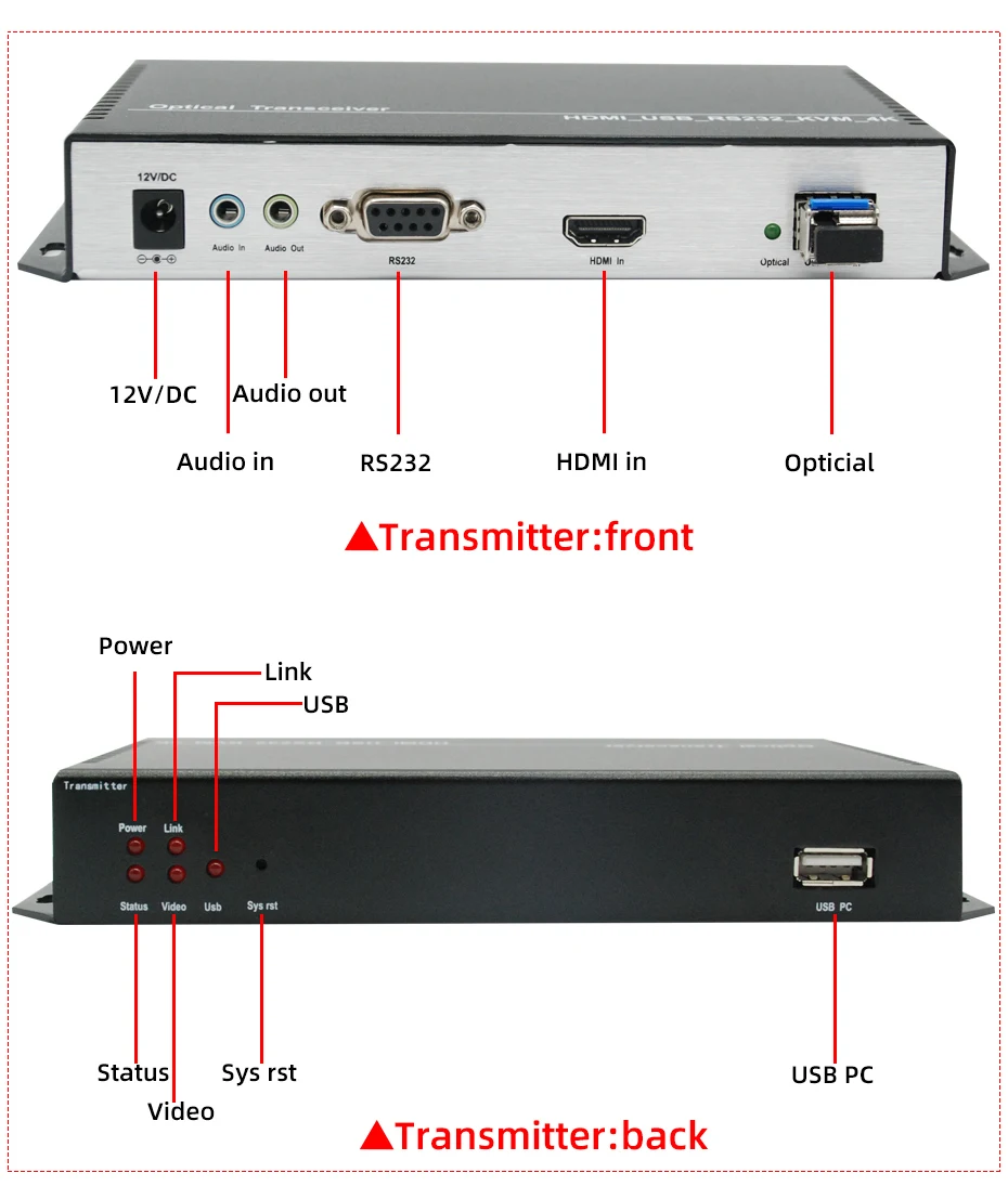 ZY-OKH501 4K* 2K HDMI KVM волоконно-оптический расширитель 10 км с rs232/USB/Аудио/микрофон/EDID over Single-режим 1-core LC волоконно для безопасности во всем мире